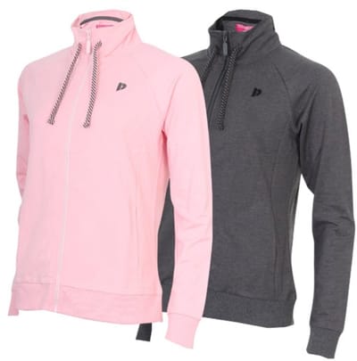 2-Pack Donnay - Stretch Vest met kraag (Jamie) - Sporttrui - Dames - Pink/Charcoal-marl (1346) - maat S
