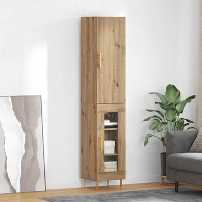 vidaXL - Highboard - 2 - st - Artisan - Eiken - 34,5 - x - 34 - x - 180 - cm - Bewerkt - hout