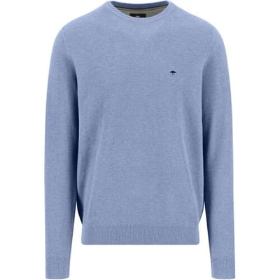 Fynch-Hatton Trui O-Neck Uni Color Fine Structure New Breeze / male
