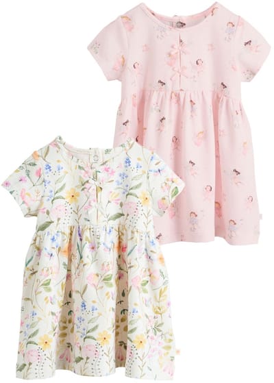 Next - Meisjes - Set van 2 babyjurkjes met korte mouwen - Roze