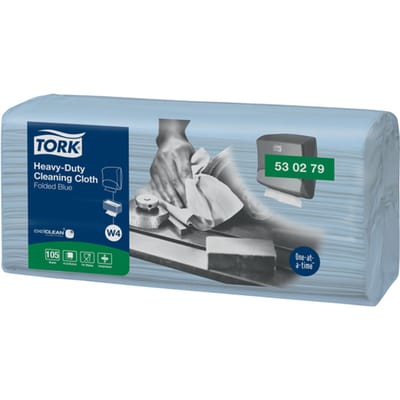 Tork W4 530279 Heavy Duty reinigingsdoeken 1-laags blauw 420 stuks 4x105 (530279)