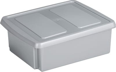 Sunware opslagbox - 17 liter - lichtgrijs - kunststof - 45 x 36 x 14 cm - met grijze deksel - mand - opberg kist