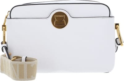 COCCINELLE Leren Schoudertas Liya Signature Crossbody Grained Leather Brillant White Wit