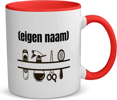 Akyol - kappersmateriaal met eigen naam koffiemok - theemok - rood - Kapper - barbers - collega's - verjaardag - afscheidscadeau - geschenk - kado - 350 ML inhoud