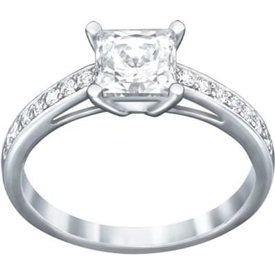 Swarovski Attract Vierkant Geslepen Ring Damesringen Zilver Kristal 5032915 Box (Random Color),52 white