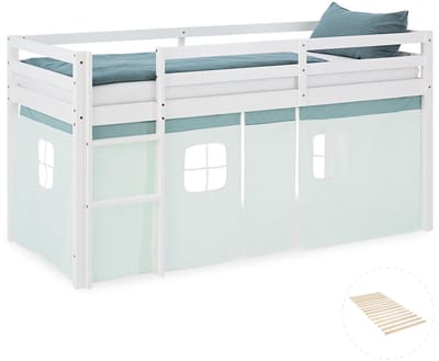 Homestyle4u Hoogslaper kinderen - 90x200 cm - Mintgroen - met lattenbodem
