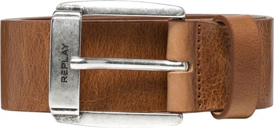 REPLAY Leren Riem Classic Belt W105 Tan Lichtbruin