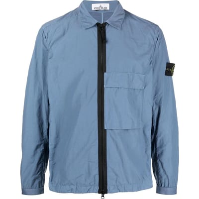 Stone Island Veste Homme Manches Longues Col Zippé Couleur Unie Patch Bleu 771510303-V0024 L gray
