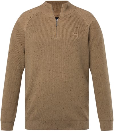 Men Plus - Heren - Gebreide troyer kraag met rits - Zandsteen - Maat 3XL