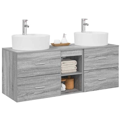 vidaXL - Badkamerkast - set - 3 - st - Grijs - Sonoma - 129 - x - 44,5 - x - 82 - cm