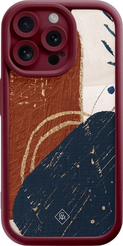 Casimoda® hoesje - Geschikt voor iPhone 15 Pro Max - Abstract Terracotta - Effen telefoonhoesje met lensbescherming - Siliconen/TPU - Backcover - Rood