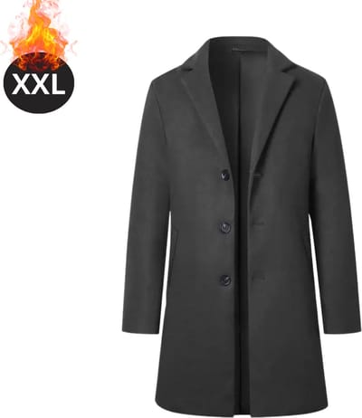 Livano Winterjas - Trenchcoat - Heren - Winter - Herfstjas - Volwassen - Stijlvol - Knopen - Donkergrijs - XXL