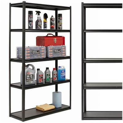 Springos Stellingkast - Opbergrek - 750 kg - Draagkracht - Zwart - 5 Etages - 200x120x40 cm