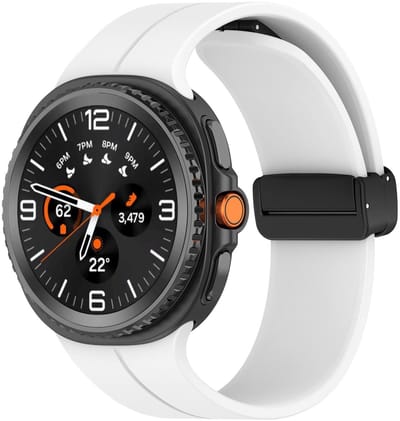 By Qubix - smartwatch bandje - Compatible Samsung bandje - D-buckle Solid Line sportbandje - Wit - Geschikt voor Samsung Galaxy Watch 9 (40/44mm) - Watch 8 (40/44mm) - Watch 8 Classic (46mm)
