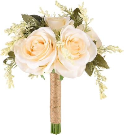 Bruidsboeket - Kunstbloemen Boeket - Bruiloft Decoratie - Zijde en Plastic - 1 stuk - Afgebeeld