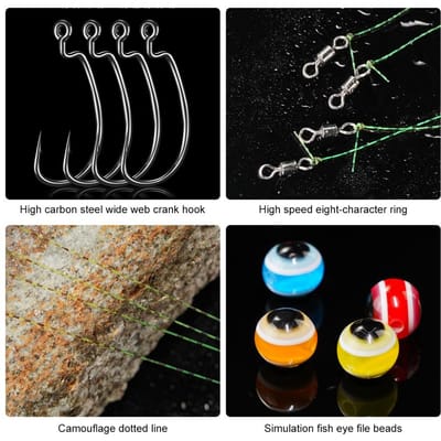 Montages Texas pour la pêche au bar avec plombs hameçons kit de ligne montée matériel de pêche white