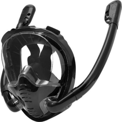 Volledig Gezicht Snorkelmasker 180° Panoramisch Zicht – Siliconen Droge Top Snorkelbril met 2 Snorkels – Anti-Fog en Anti-Lek – Snorkelen en Duiken – Maat S/M