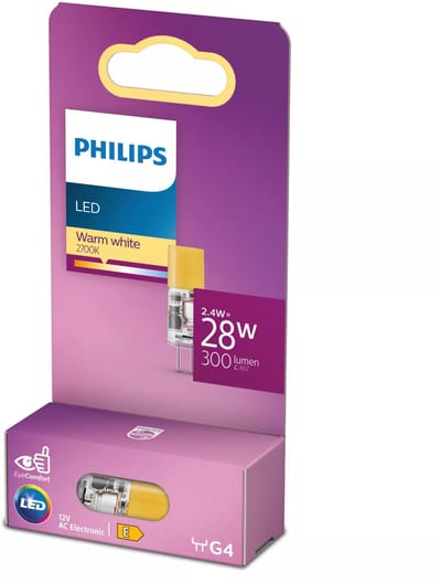 Energiezuinige Philips LED Capsule Transparant - 28 W - G4 - warmwit licht - Bespaar op energiekosten
