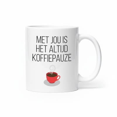 Koffie Liefde Tekst Mok – “Met Jou Is Het Altijd Koffiepauze” – Keramische Koffiemok 330 ml – Perfect Cadeau voor Koffieliefhebbers