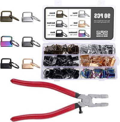 90 stuks sleutelhangers in 6 kleuren met tangen en polsbandjes - Doe-het-zelf accessoires voor lanyards en riemen