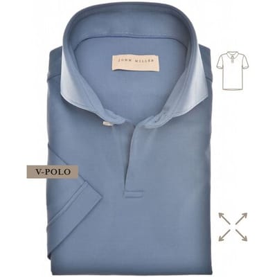 John Miller Slim-Fit Hyperstretch Short Sleeve V-Polo Midden Blauw / male