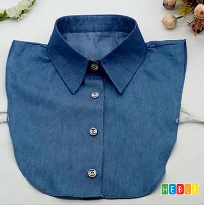 *** Betty`s Blousekraag Dames Blauw Denim - Losse Kraag - Mode Design - van Heble® ***