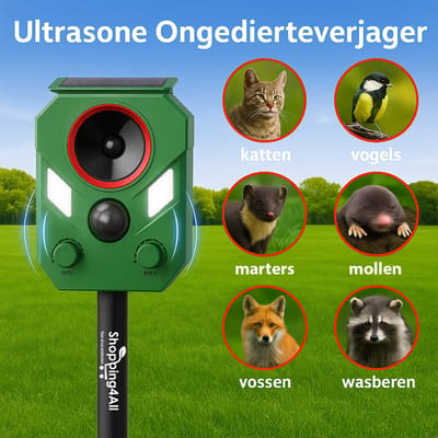 Shopping4All - Kattenverjager- Ongedierte verjager - Ultrasoon- Zonne-energie- Oplaadbaar