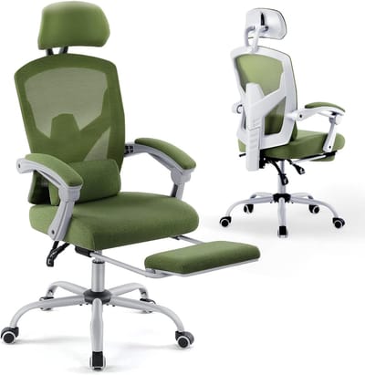 Ergonomische bureaustoel - Comfortabele kantoorstoel - Thuiswerken en ontspannen - Verstelbare lendensteun - Max 110 kg - Groen