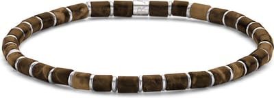 Frank 1967 Junior - 7FJB-0023-M - kralenarmband jongens - tijgeroog en staal 4*4 mm - 16 cm