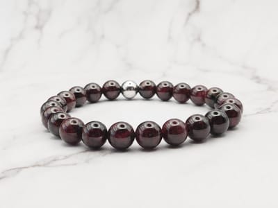 Mei's - Handmade Earth Stones - armband dames - RVS rood - polsmaat 16 cm