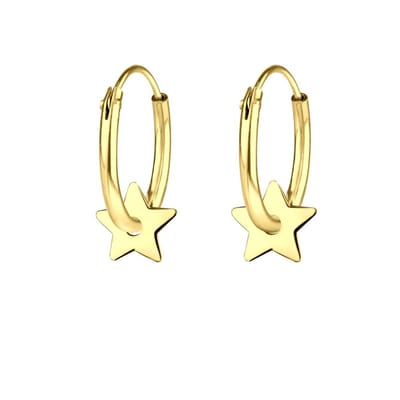 Joy|S - Zilveren ster oorbellen - oorringen - gold plated