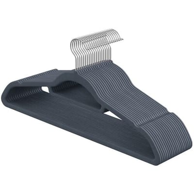Ochama 20-delige set fluwelen kledinghangers met antislipoppervlak, stropdasstang en 360° draaibare haak, slanke ruimtebesparende kledinghangers 0,6