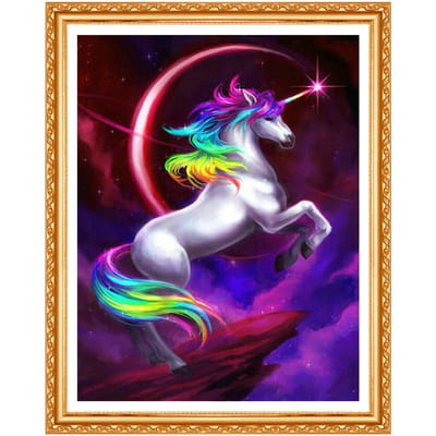Volledige ronde diamant 5D DIY diamant schilderij eenhoorn Kirin borduurwerk kruissteek schilderij woondecoratie 20X30CM white