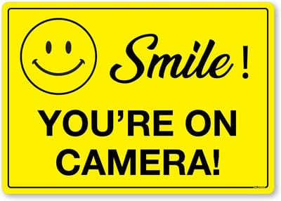 Waarschuwingssticker Camera - Beveiligingssticker Toezicht - Veiligheid Verhogend - Weerbestendig Vinyl - A6 Formaat - Geel