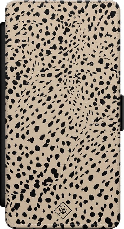 Casimoda® bookcase - Geschikt voor Samsung Galaxy S21 - Hoesje met pasjeshouder - Stippen Bruin - Bruin/beige - Kunstleer