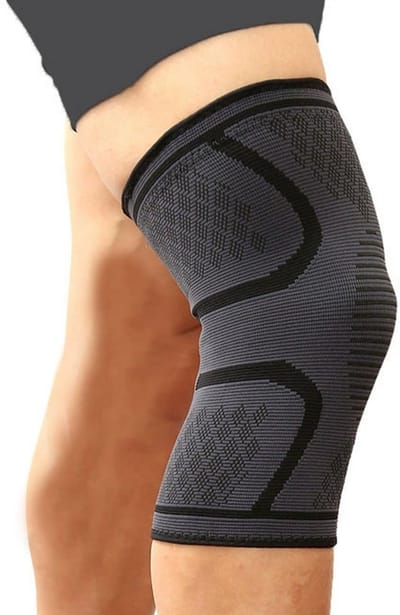 Go Go Gadget - Kniebandage - Knie Brace - Anti Slip Strip - Bescherming - Blessure - Sporten - Grijs/ Zwart - Maat M