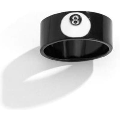 Lacteo Punk Zwart Nummer 8 Bedelringen Voor Vrouwen / Mannen Hip Hop Vintage Geometrische Emaille Ringen Sieraden Cadeaus Accessoires Groothandel black