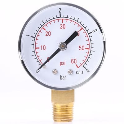 Dailygoods- Brandstofdrukmeter Mini - Drukmeter 0-4 Bar - Manometer 0-60 PSI - NPT Aansluiting - Diameter Wijzerplaat 50 mm - Metaal