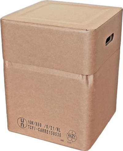 Opbergdoos/opbergbox van extreem sterk karton 37x37 cm hoog 60 cm 75 liter met deksel en handvaten