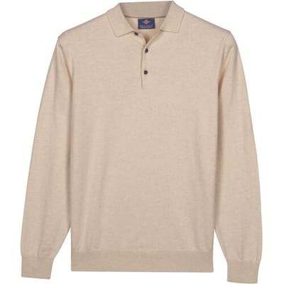 Baileys Trui Pima Cotton Polo Pullover Placket Buttons Soft Grey / male