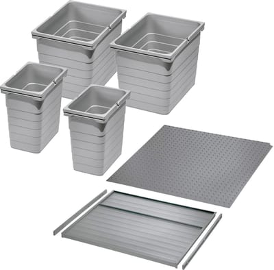 Ninka afvalscheidingssysteem eins2vier KB 600 mm, Zijdikte 16 mm Hoogte 310 mm 2x 8L, 2x 17L, 1x 60 mm bodemplaat, 1x 60 mm