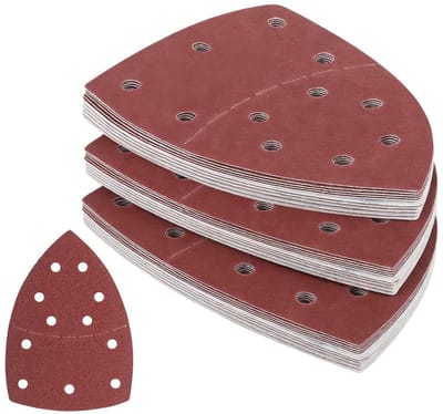 Driehoekschuurpapier met korrelgrootte 60, klittenband, ideaal voor hout, beton en metaal, 30 stuks van 152 x 105 mm