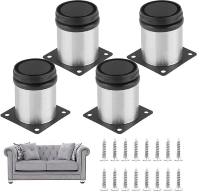 Verstelbare meubelpoten - Bankpoten set - Meubels repareren - Roestvrij staal - 80 mm set van 4 - Zilver