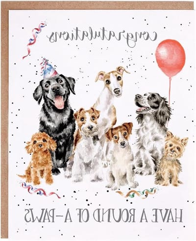 Wenskaart - Felicitatiekaart Dieren - Gefeliciteerd Boodschap - Originele Aquarel Kunst - 170mm x 138mm - Ronde van a-poten