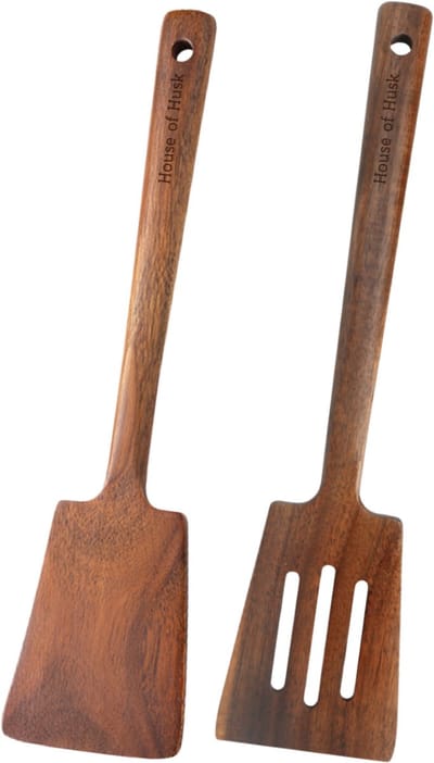 House of Husk Houten Spatel Set 34cm - Keukenspatel - Keukengerei set - Hittebestendig - BPA vrij - 2 stuks