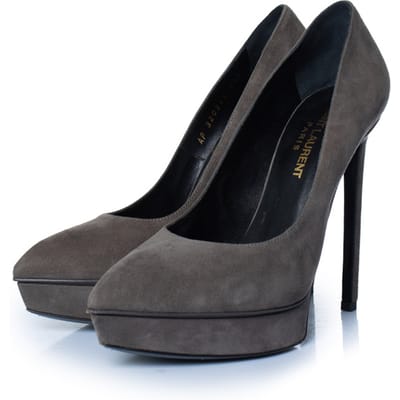 Saint Laurent Grijze suède janis pump
