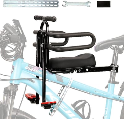 Fietskinderzitje Voor - Kind Zitje - Samen Fietsen - Met Voetsteunen - 1-5 Jaar - Zwart