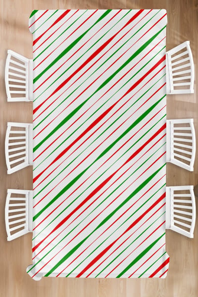 Kerst Tafelkleed - Kerstmis Decoratie - Tafellaken - Patronen - Kerst - Strepen - 150x300 cm - Kerstmis Versiering - Tafeldecoratie Kerstmis - Kerstdecoratie tafel - Tafelversiering