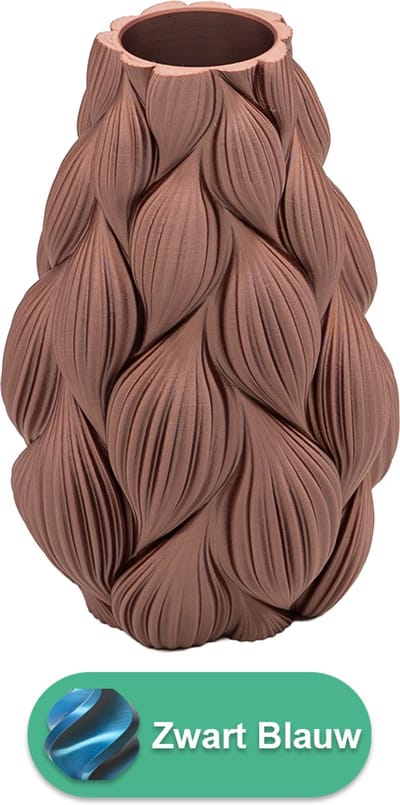 Lamina moderne vaas – Decoratieve vaas - Zwart / Blauw - 3d geprinte vaas – geschikt voor droogbloemen - 20CM