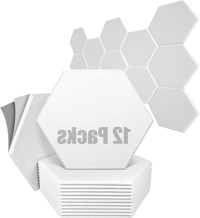 12 stuks zelfklevende akoestische schuimpanelen - zeshoekig - 305 x 254 cm - geluiddichte bekleding - hoge dichtheid - geluidsdemping